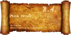 Munk Arnó névjegykártya